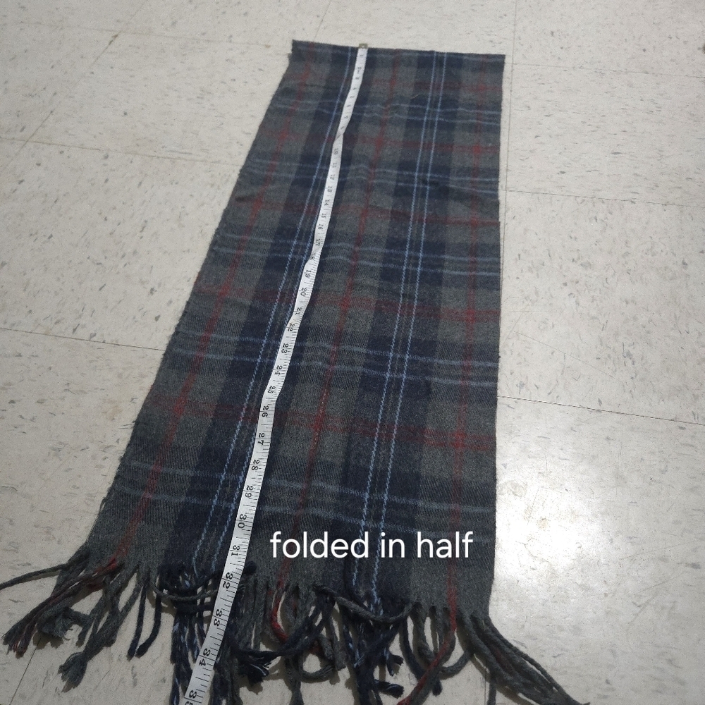 Denver Hayes Dark Blue , Grey and Red Checkered Scarf 10% Wool - Picture 5 of 6